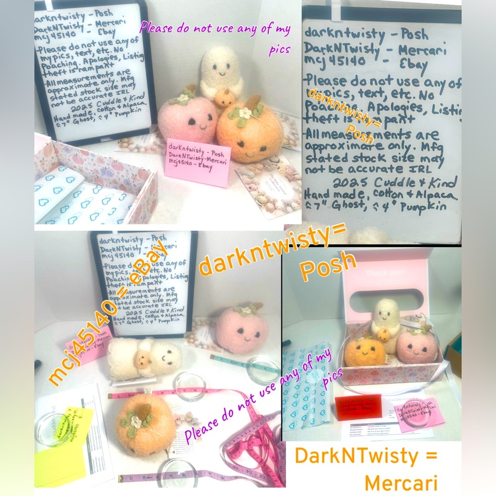 3 PIECE BNWT 2025 CUDDLE + KIND 1 BOUCLE GHOST W PUMPKIN AND 2 BOUCLE PUMPKINS - Picture 10 of 12